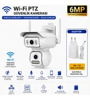 6 MP Wi-Fi PTZ Çift Lensli Dış Mekan Akıllı Güvenlik Kamerası (12 V Adaptör Dahil ) WİFİ_BS_W2