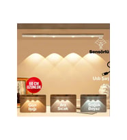 Hareket Sensörlü - Dekoratif Gece Lambası - Usb Şarjlı Led Aydınlatma 60 Cm Beyaz Kasa