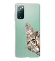 Samsung Galaxy S20 FE Kapak Catface Tasarımlı Şeffaf Silikon Kılıf