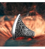 925 Ayar Gümüş Viking Baltası Tasarım Erkek Yüzük