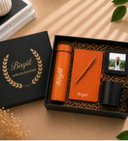 Kişiye Özel isimli defter kalem fincan fotoğraf  Turuncu set