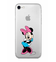 Apple iPhone SE 2022 Uyumlu Kamera Korumalı Tıpalı Kapak Minnie Mouse TasarımlıŞeffaf Kılıf