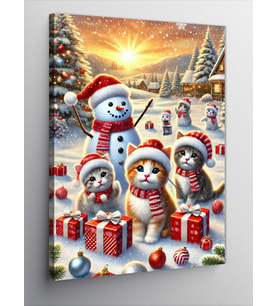 Kanvas Tablo Kardan Adam ve Noel Kutlaması