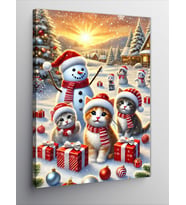 Kanvas Tablo Kardan Adam ve Noel Kutlaması