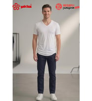 Yıldız 126 Premium Erkek V Yaka Süper İnce Pamuklu Rahat Kalıp Kısa Kol Fanila/Atlet/Tshirt