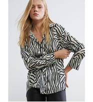 LCW Vision Siyah Zebra Desenli Kadın Gömlek