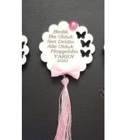 Kişiye Özel Ahşap Bebek Magneti (Ahşap) (Bej)