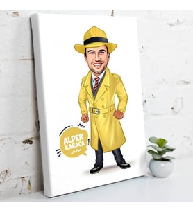 Hafiye Erkek Karikatürlü Kanvas Tablo