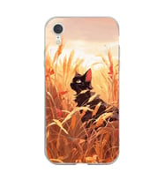 Iphone XR Uyumlu Doğa ve Kedi Tasarımlı Şeffaf Telefon Kılıfı