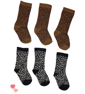 Leopar Desen 2 Renkli Çocuk Çorap Seti (6 Çift)