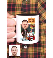 Erkek Rehber Öğretmene Hediye Karikatürlü Siyah Kupa Bardak