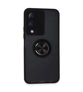 Vivo Y17S Kılıf Montreal Yüzüklü Silikon Kapak - Siyah