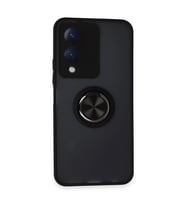 Vivo Y17S Kılıf Montreal Yüzüklü Silikon Kapak - Siyah