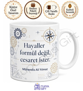 Mühendislik Mezununa Hediye Baskılı Kupa Bardak Özel Tasarım Mezuniyet