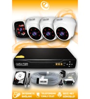 ELITCAM 4 Kameralı Panda 3 İç Kamera Set 100 GB HDD Full HD Gece Görüşlü Güvenlik Kamerası Sistemi