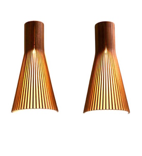 Modern Konik Tasarım Doğal Ahşap MDF Lazer Kesim Rustik Salon Aplik (1 Adet) (Kahverengi)