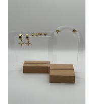 Arnes Jewelry Çelik Zirkon Taşlı Kalp Ritmi Küpe - 4 Çift Set (Gold)