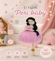 PERİ BABY EL YAPIMI %100 YÜN KEÇE BEBEK 20cm PEMBE