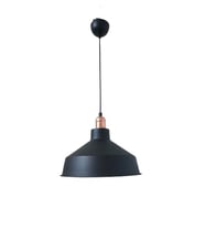Retro Metal Siyah Dekoratif Bakır Duylu Siyah İçi Siyah Kafe Mutfak Avize Çap:30 cm