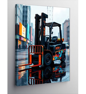 Kanvas Tablo Şehirde Yük Forklifti