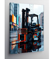 Kanvas Tablo Şehirde Yük Forklifti