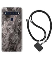 TCL 10L 10 Plus 10SE 20E 20SE 30 L7 Kılıf Boyun Askılı Silikon Gri Mermer 1376