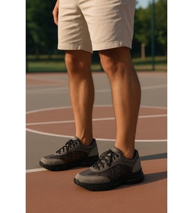 Growish GR0288 Hakiki Deri İthal Havalı Balon Taban Yazı Figürlü Koku Yapmaz Lazerli Sneaker Spor Ayakkabı (Antrasit)
