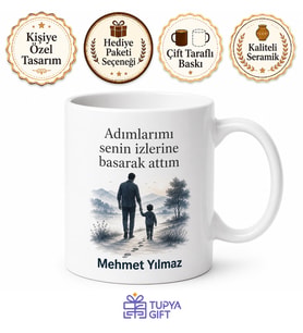 Babamın İzinde Yazılı Özel Kupa Bardak Babalar Günü Hediyesi