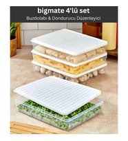 bigmate 4'lü Şeffaf Saklama Kabı 4x2,5 Lt BGMT2525 Mikrodalga Buzdolabı ve Dondurucu Uyumlu Düzenley (Beyaz)