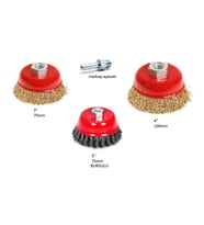 4 Parça Çanak Tel Fırça Set 75Mm Ve 100Mm Saçaklı Çanak Tel F