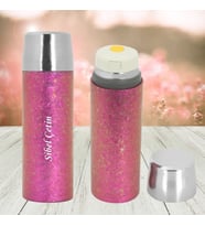 KİŞİYE ÖZEL İSİM BASKILI ÖZEL KUTULU VE HEDİYE ÇANTALI ANTİBAKTERİYEL TİTANYUM TERMOS 500 ML (Pembe)