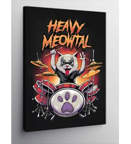 Kanvas Tablo Heavy Meowtal Baterist Kedi