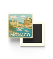 Monako - Monaco - Paper Cut Art - Baskılı Buzdolap Magneti Kare - 9x9 cm