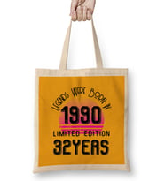 1990 Birthday Gift - Made, Born in 1990 Gift - 32th Year Old Birthday Gift Vintage Style Bez Çanta Uzun Saplı