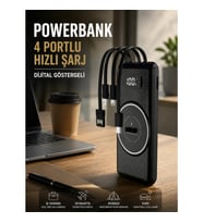 Kablosuz Şarj Destekli Powerbank – Dijital Göstergeli Çoklu Bağlantı