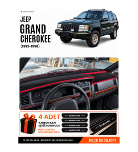 JEEP GRAND CHEROKEE (1993-1998) Uyumlu Torpido Örtüsü Torpido Kılıfı - Siyah Kırmızı