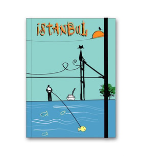 Renkli İstanbul Defter Çizgili Lastikli Boğaz