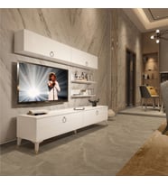 Decoraktiv Eko 5 Mdf Std Gold Tv Ünitesi Tv Sehpası - Parlak Beyaz (Beyaz)