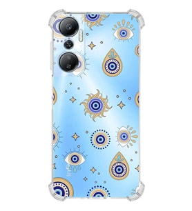 PrintiFy İnfinix Hot 20 Uyumlu Nazar Boncuğu 5 Baskılı Şeffaf Köşe Korumalı Antişok Kılıf