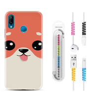 Huawei P20 Lite Mate 10 20 Lite Pro P40 Lite KılıfKablo Koruma Spiral Silikon Sevimli Köpek 1731