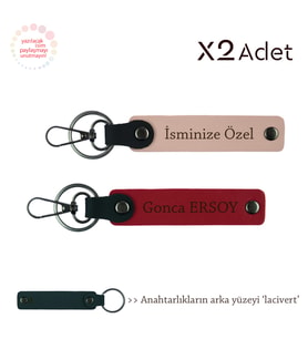 Öğretmene 14 Şubat Jest, İsim & Soyisim Kişiselleştirilmiş 2’li Anahtarlık, Yavru Ağzı-Kırmızı-Laci