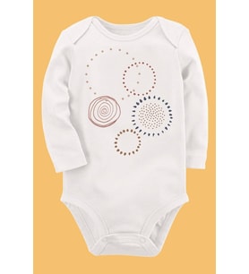 Organik Baskılı Pamuklu Unisex Bebek Body UZUNE244