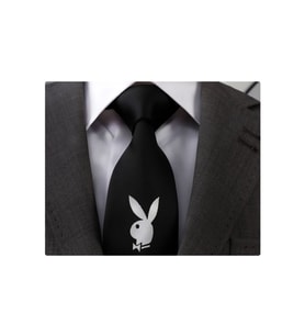 Playboy Tavşan Simgesi Siyah Kravat