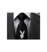Playboy Tavşan Simgesi Siyah Kravat