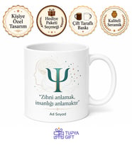 Psikoloji Öğrencisi Tasarım Baskılı Kupa Bardak Hediye Porselen Mug