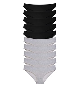 Mulvxbrf Brf02 10 Adet Süper Eko Set Likralı Kadın Slip Külot Siyah Gri (Mulvix)