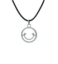 Minimal Gülen Yüz - Smile Deri ip Kolye - Gümüş Kaplama - Kadın Erkek Kolye - No:931