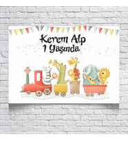 Safari Treni Temalı Doğum Günü Afişi 35X50 cm