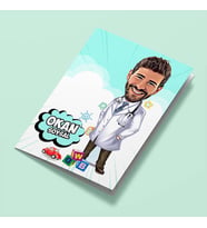 Kişiye Özel Harika Çocuk Doktoru Karikatürlü Tebrik Kartı