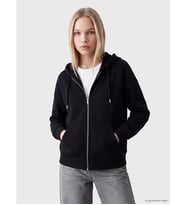 LCW Vision Siyah Kapüşonlu Oversize Kadın Fermuarlı Sweatshirt